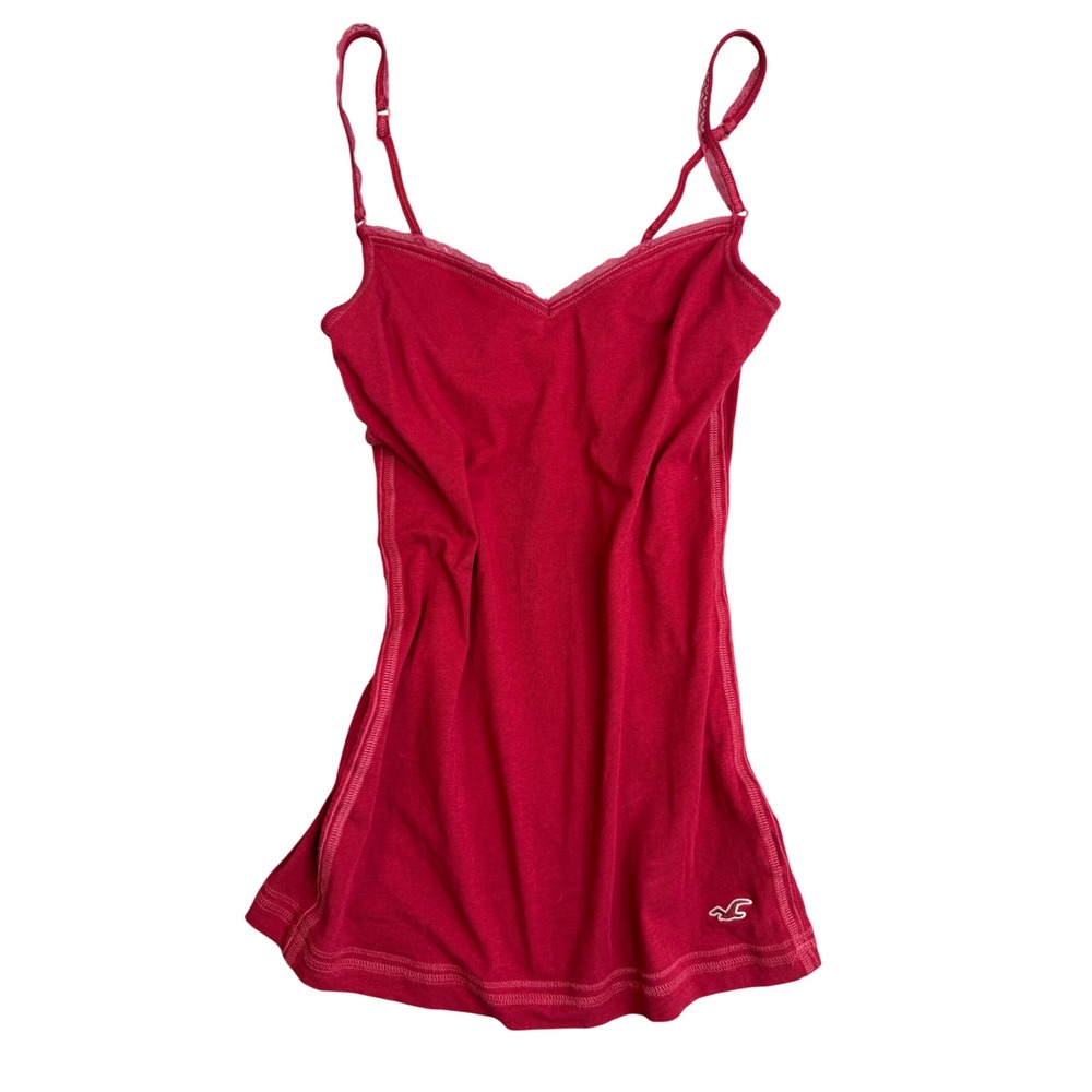 Vintage Y2K Hollister Cami Tank S Red Lace Trim Babydoll Bella Swan Coquette